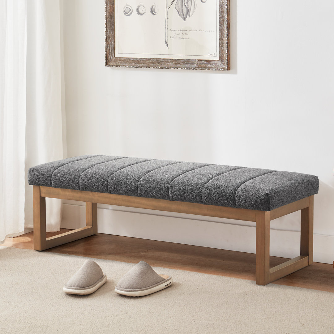 53" Wide Boucle Upholstered Bench